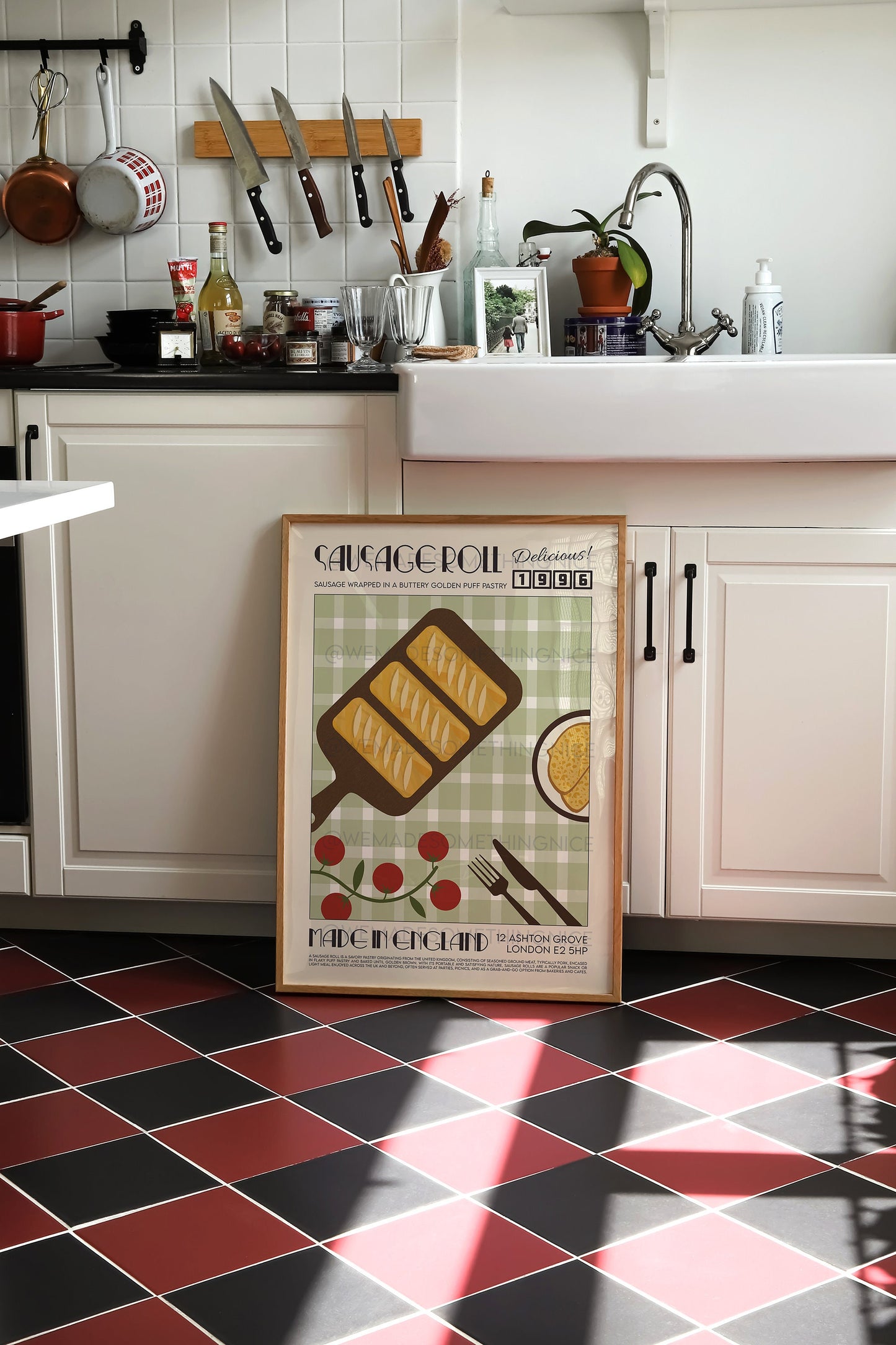 Sausage Roll Poster, Kitchen Poster, Kitchen Print, Modern Kitchen Decor. Chef Print, Bar Art, Exhibition Poster, Retro Wall Art