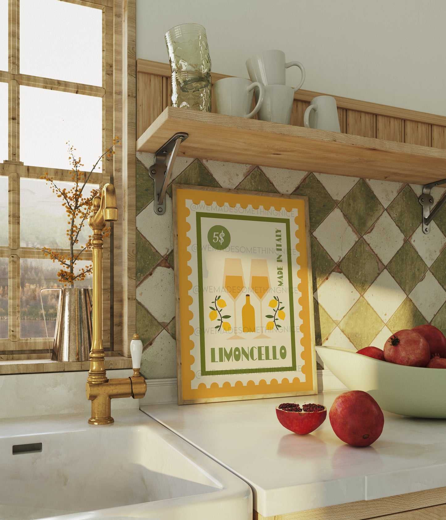 Retro Limoncello Print, Kitchen Poster, Kitchen Print, French Retro, Kitchen Decor, Cocktail Poster, Mid Century Modern, Bar Cart