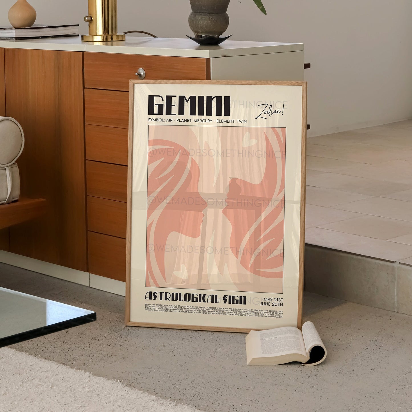 Gemini Poster, Horoscope Print, Astrological Wall Art, Illustration, Exhibition Poster, Zodiac Poster, Birthday Present Housewarming