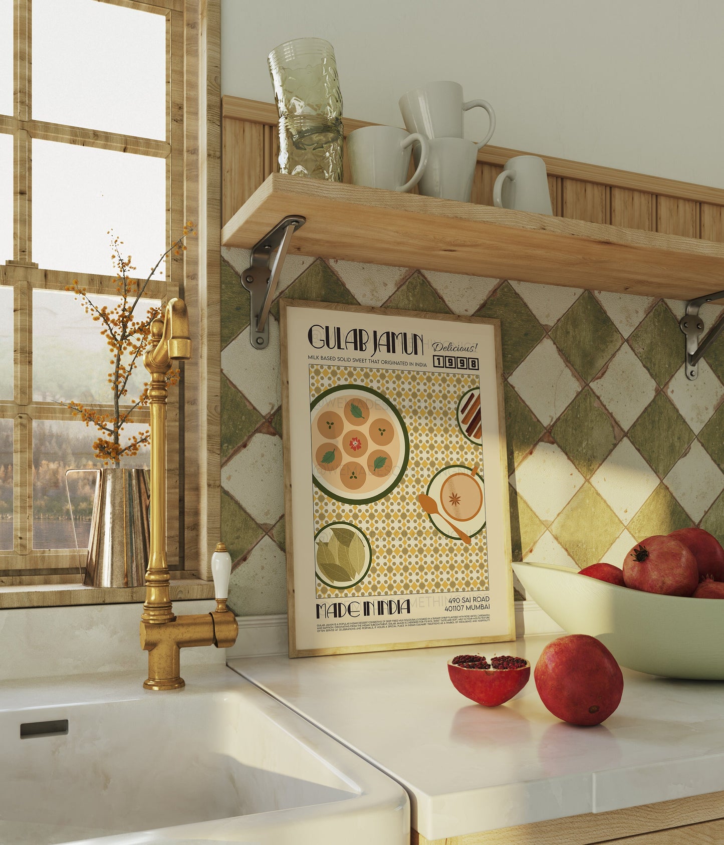 Gulab Jamun Poster, Food Print, Modern Kitchen Decor, Travel Poster, Kitchen Poster, Exhibition Poster Retro Wall Art, India Print