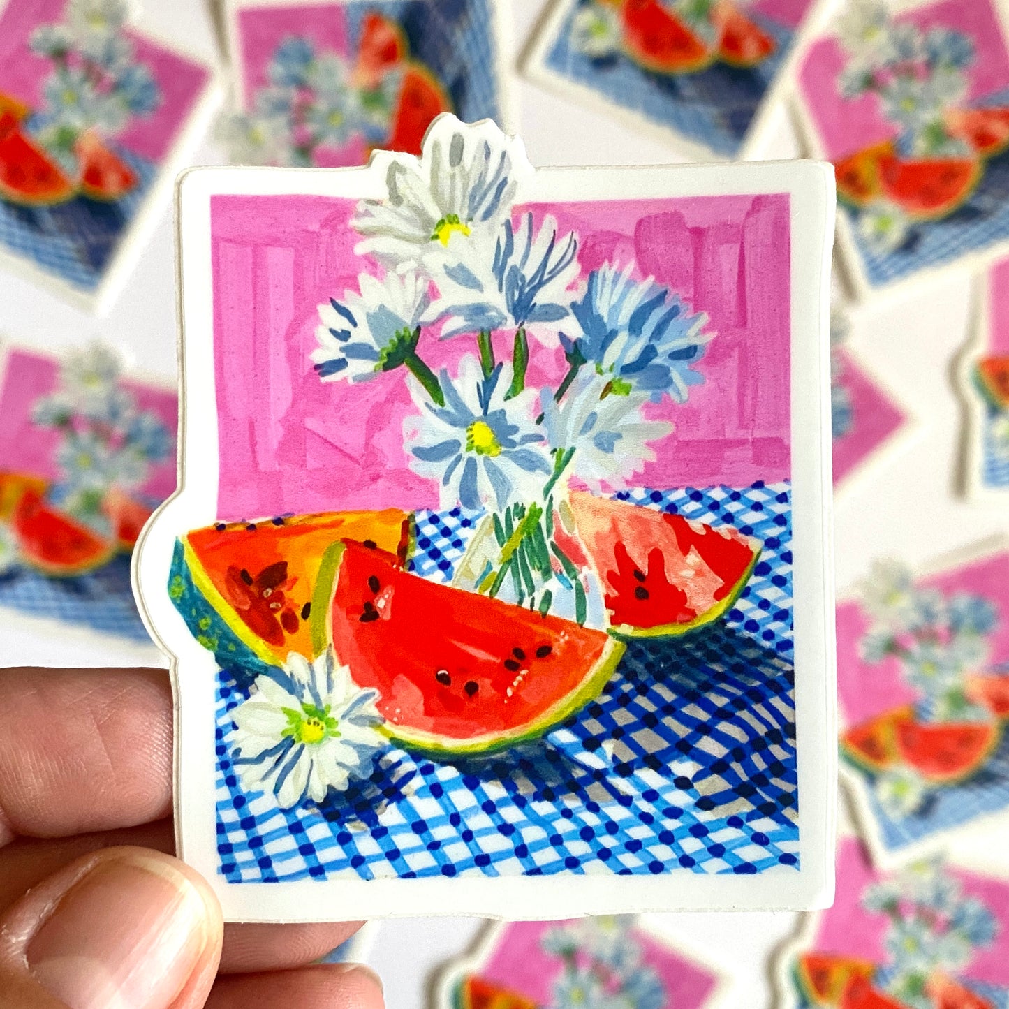 Watermelon Picnic | 3" Vinyl Sticker Decal | Waterproof Weatherproof | Watermelon Daisies