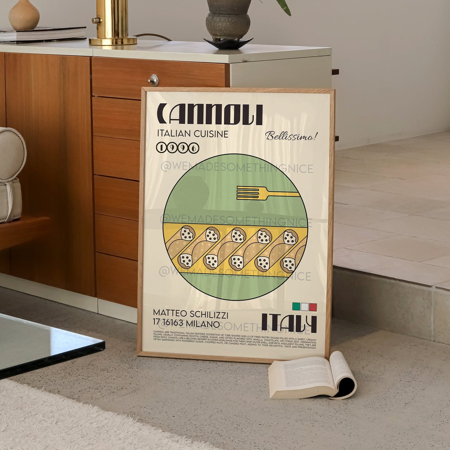 Cannoli Poster, Kitchen Art, Kitchen Poster, Kitchen Print, Food Poster, Italia Art, Retro Wall Art