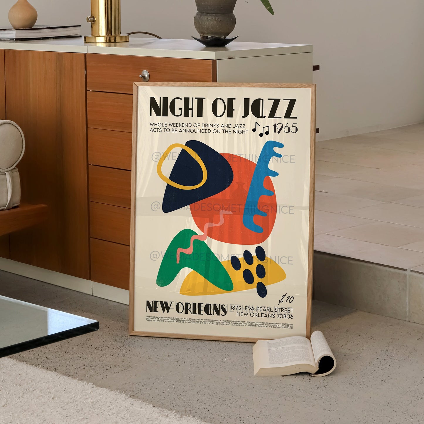 New Orleans Jazz Poster, Music Print, DJ, Music Poster, Kitchen Art, Music Lover, Lyrics Poster, Wall Art, Home Decor, Mid Century Modern