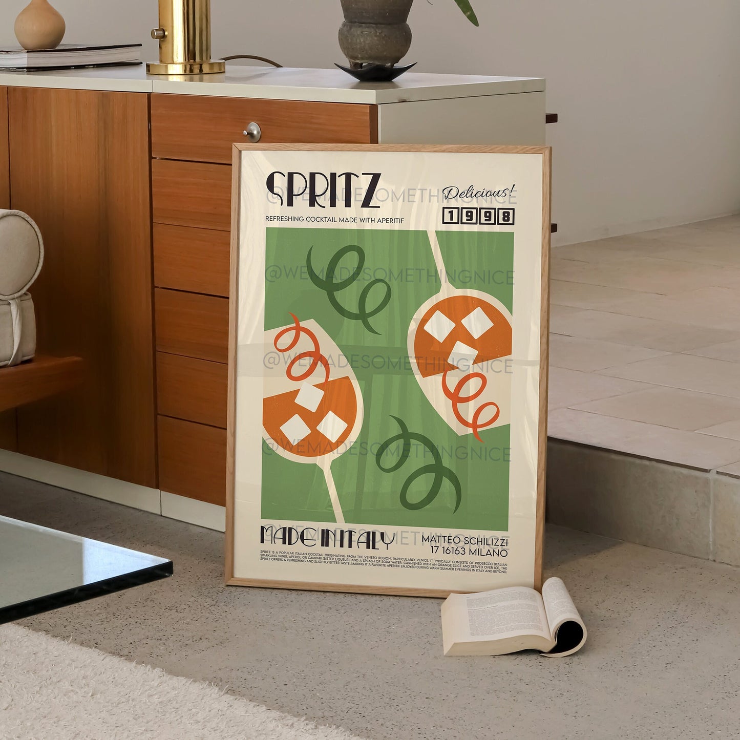 Spritz Cocktail Poster, Kitchen Poster, Kitchen Print, Retro Print, Travel Poster, Kitchen Decor, Cocktail Print, Birthday, Housewarming