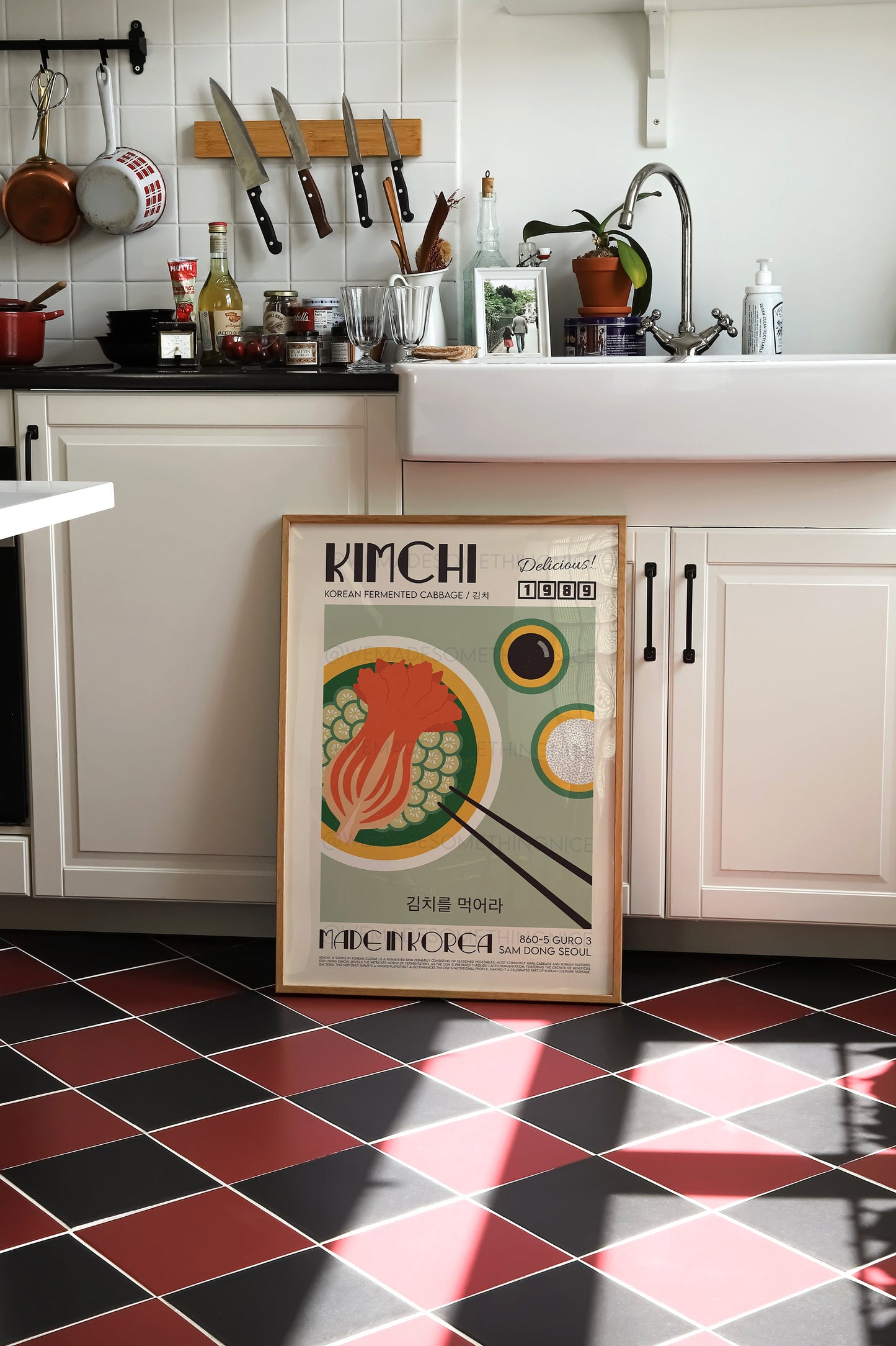 Kimchi Poster, Kitchen Poster, Kitchen Print, Food Print, Modern Kitchen Decor, Illustration, Ramen, Dumplings, Retro Wall Art