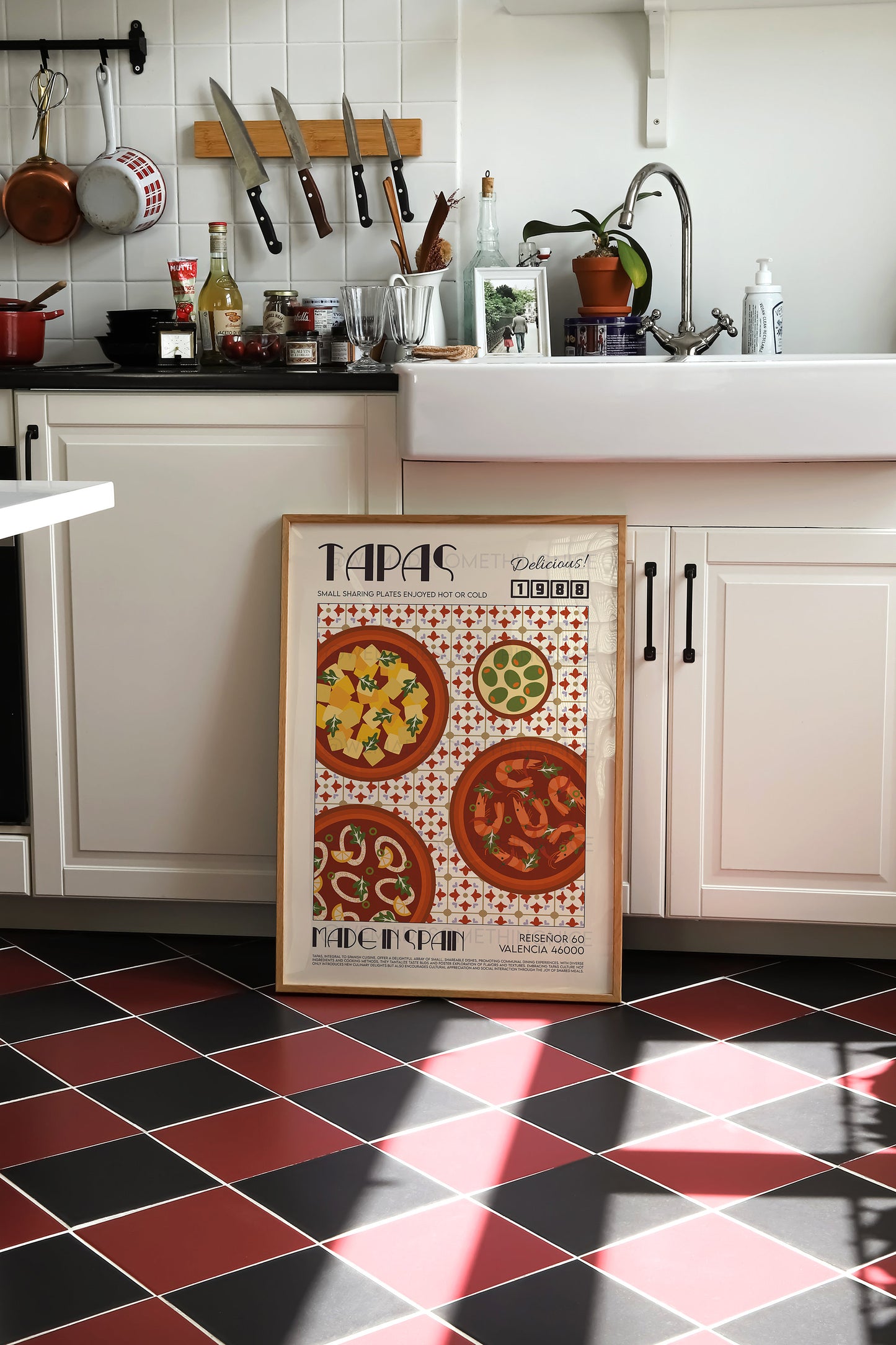 Tapas Print, Kitchen Art, Kitchen Poster, Kitchen Print, Food Poster, Food Print, Retro Wall Art, Spain Poster