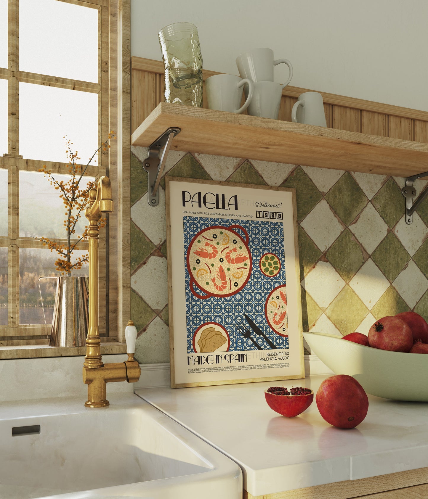 Paella Print, Kitchen Art, Kitchen Print, Kitchen Poster, Food Print, Food Art, Food Poser