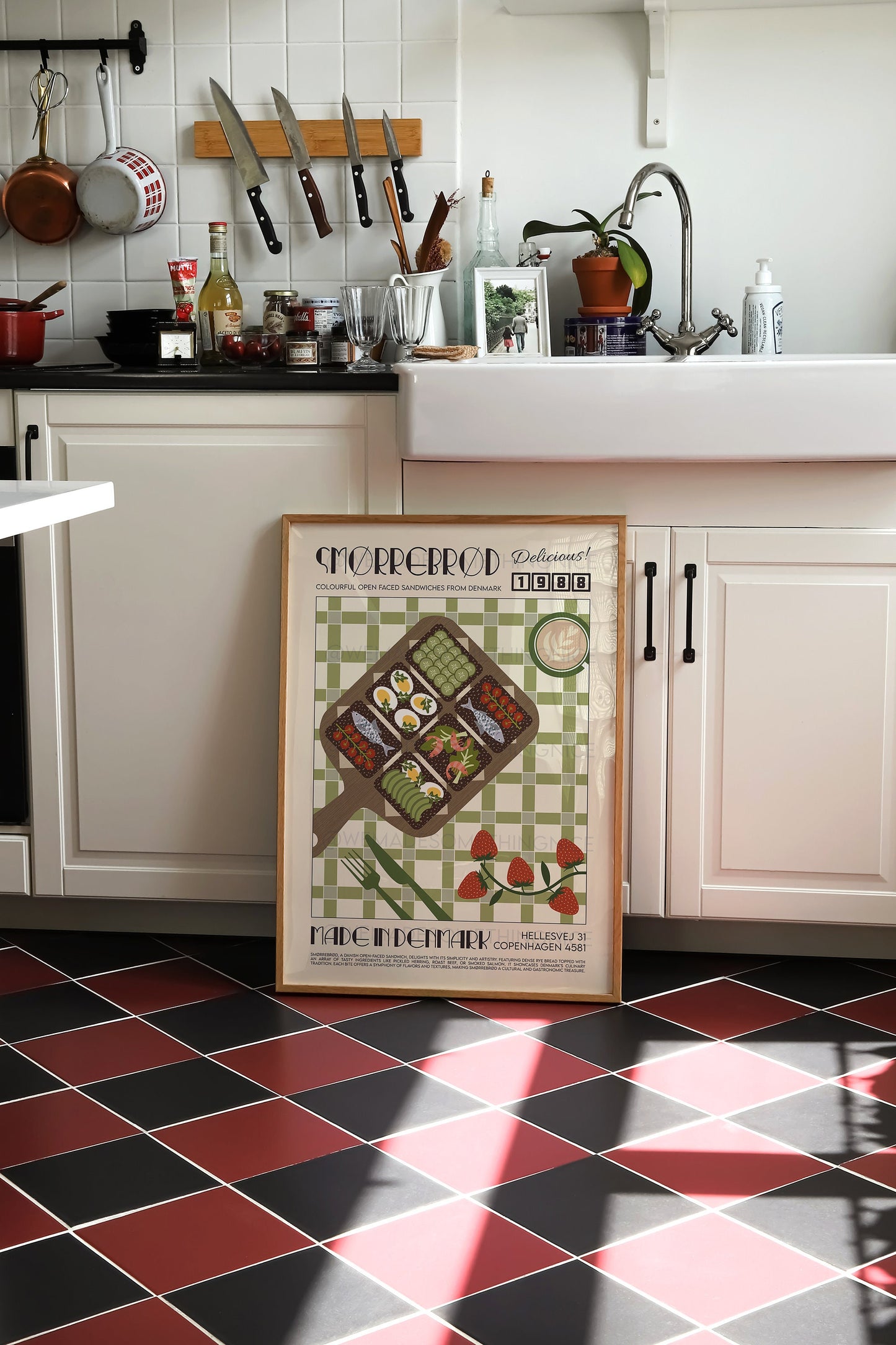 Smorrebrod Poster, Food Illustration, Retro Food Poster, Vintage Food Poster, Food Art, Mid Century Modern