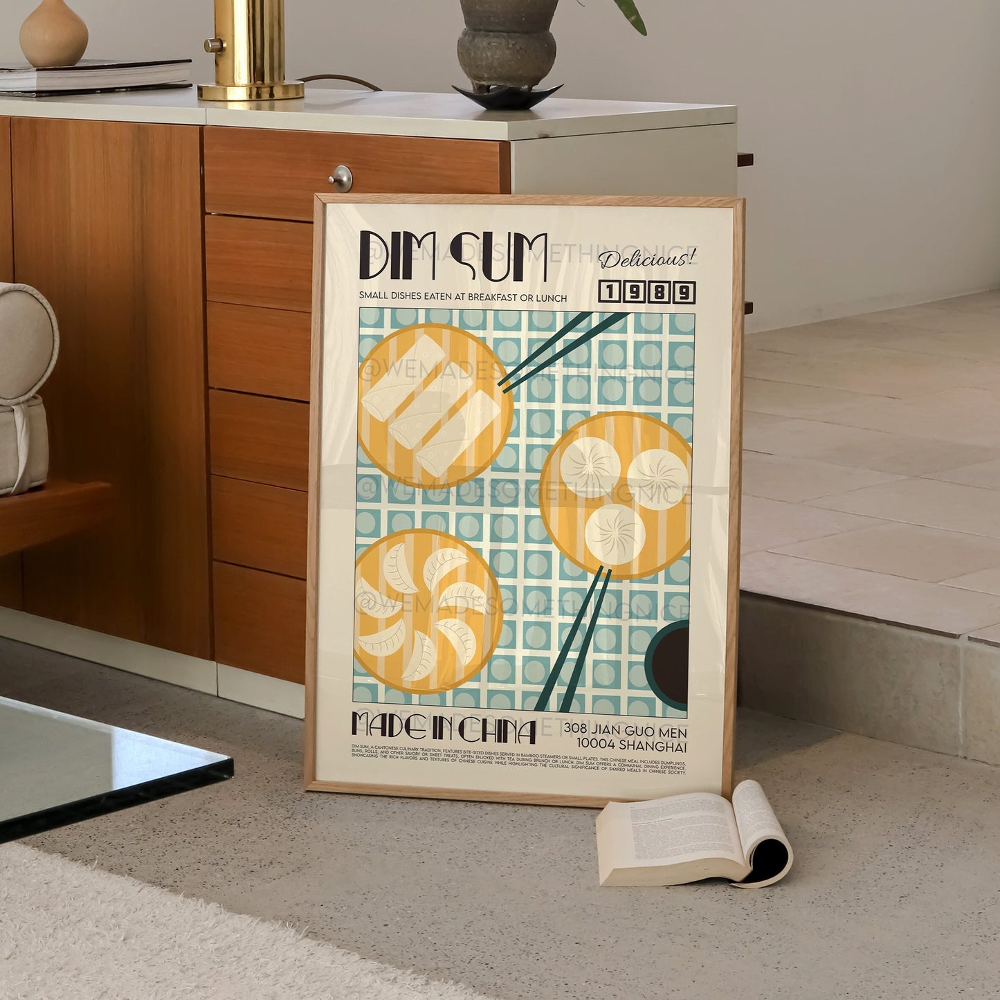 Dim Sum Poster, Kitchen Art, Kitchen Poster, Kitchen Wall Decor, Dumplings Poster, Modern Kitchen Decor, Illustration, Chinese Art