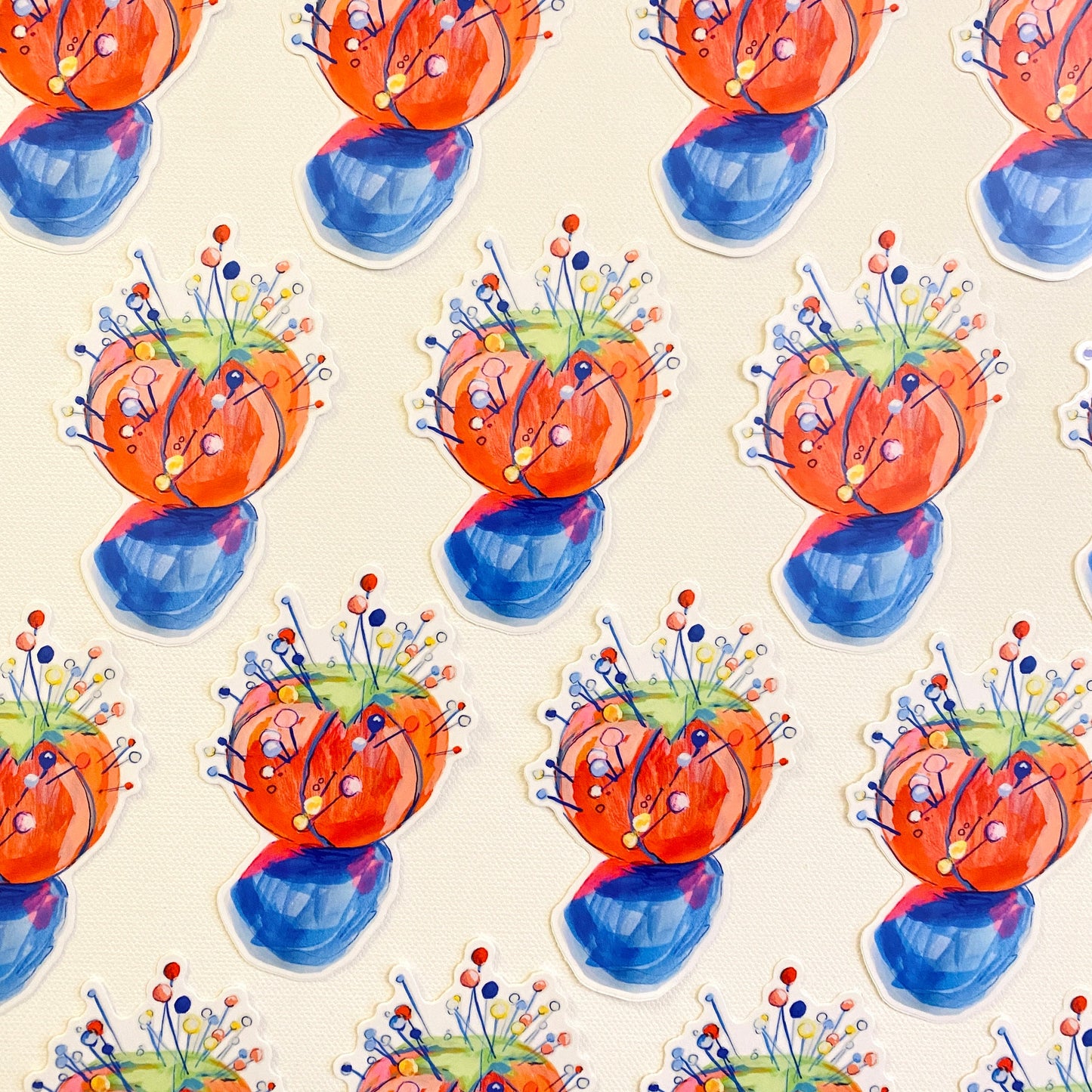 Tomato Pin Cushion | 4" Sticker Decal | Waterproof Weatherproof | Sewing Seamstress