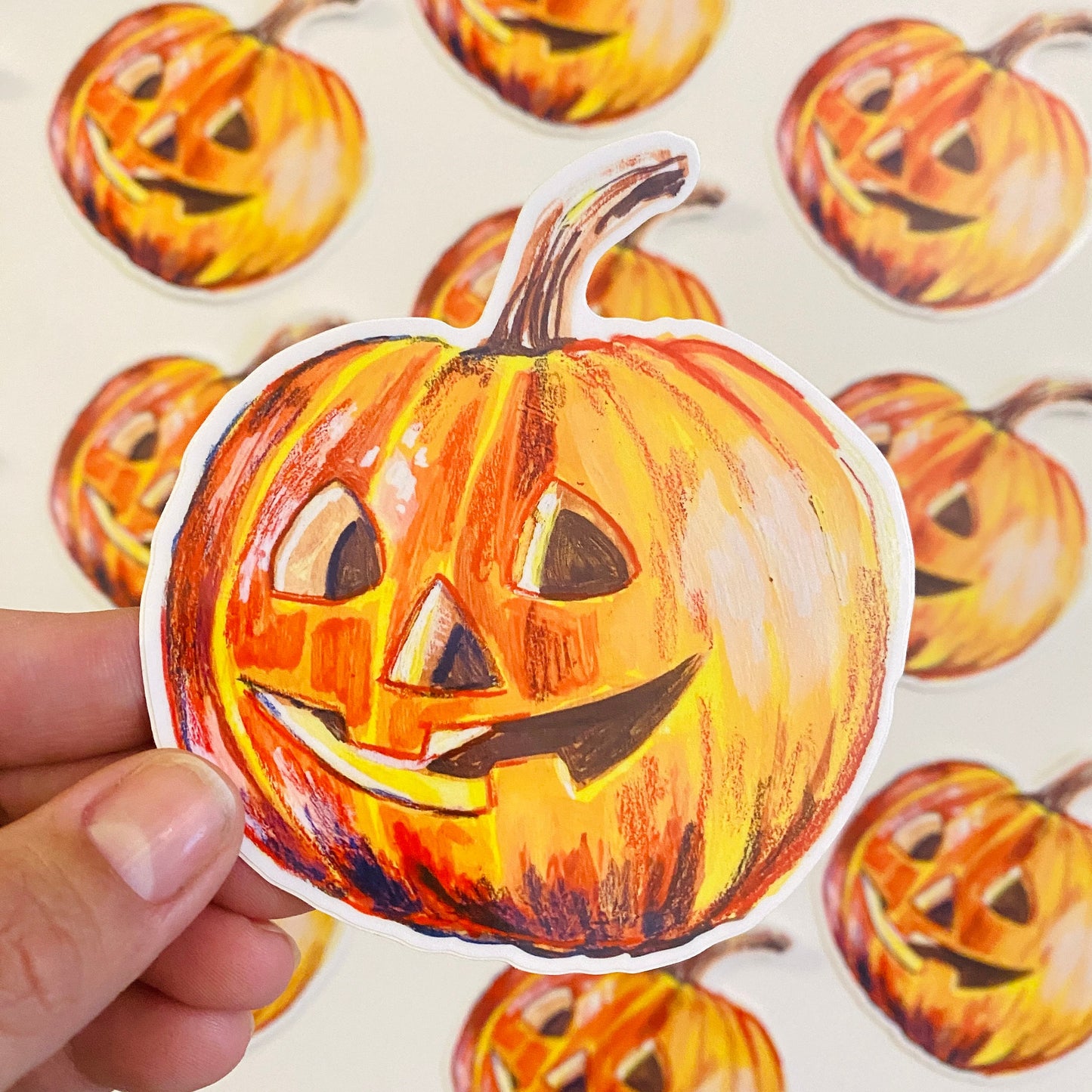 Pumpkin Jack-o-lantern | 4" Sticker Decal | Waterproof Weatherproof | Halloween