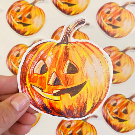 Pumpkin Jack-o-lantern | 4" Sticker Decal | Waterproof Weatherproof | Halloween