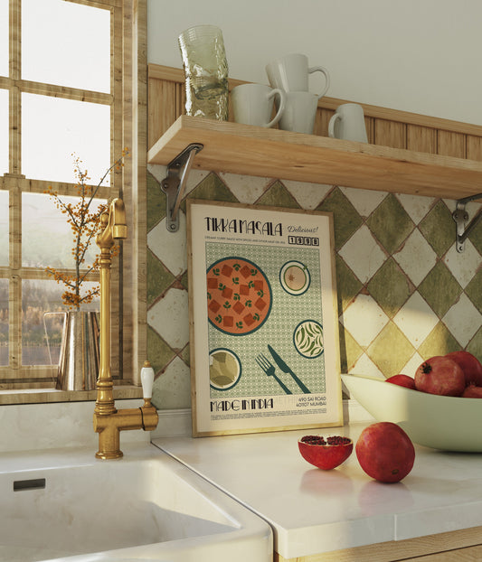 Tikka Masala Poster, Food Print, Modern Kitchen Decor, Travel Poster, Kitchen Poster, Exhibition Poster Retro Wall Art, India Print, Chicken