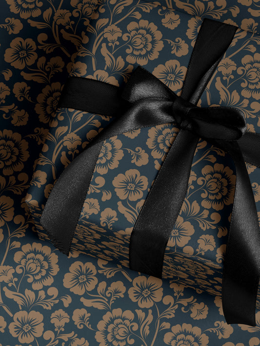 Floral Gift Wrap Blue Wrapping Paper Gift Wrap Mom Vintage Wrapping Paper Bridal Shower Gift for Bride to be Baby Shower Gift Wrap Wedding