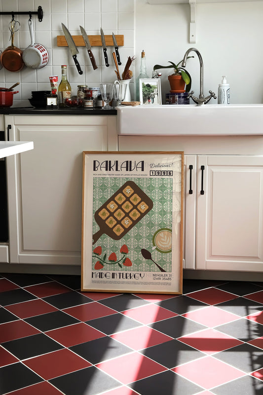 Baklava Print, Kitchen Poster, Kitchen Print, Dessert Poster, Modern Kitchen Decor, Retro Poster, Pop Art, Kitchen Art, Exhibition Poster
