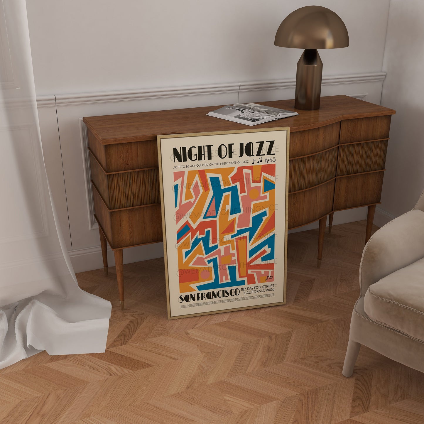 San Francisco Jazz Poster, Music Print, Music Poster, Kitchen Art, Music Lover, Lyrics Poster, Wall Art, Home Decor, Mid Century Modern