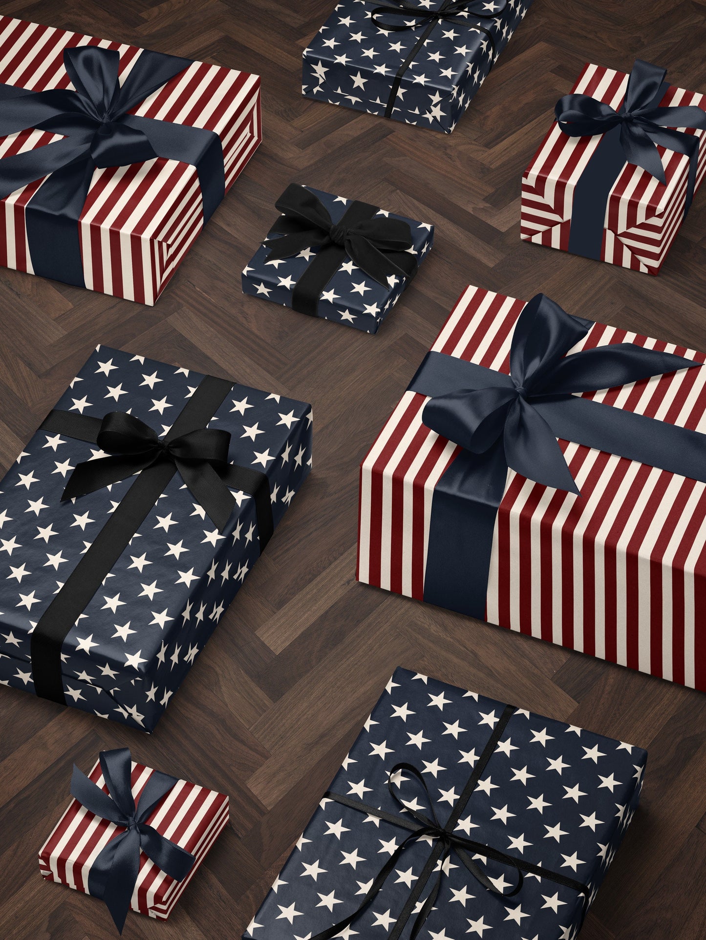 Patriotic Star Gift Wrap Paper 4th of July Decoration Memorial Day Gift Flag Decor Wrapping Paper Roll American Flag Gift for Military