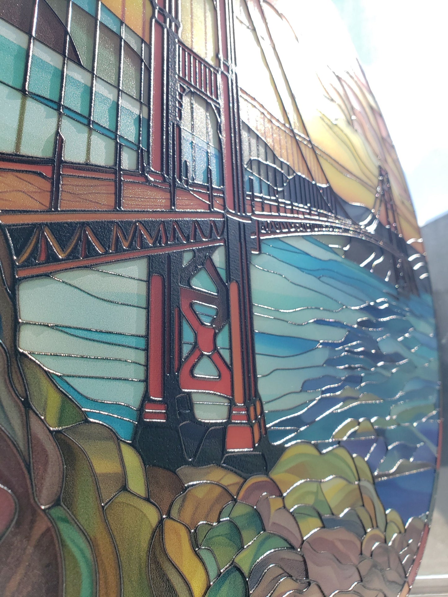 Golden Gate: Stained Glass Style Window Hanging