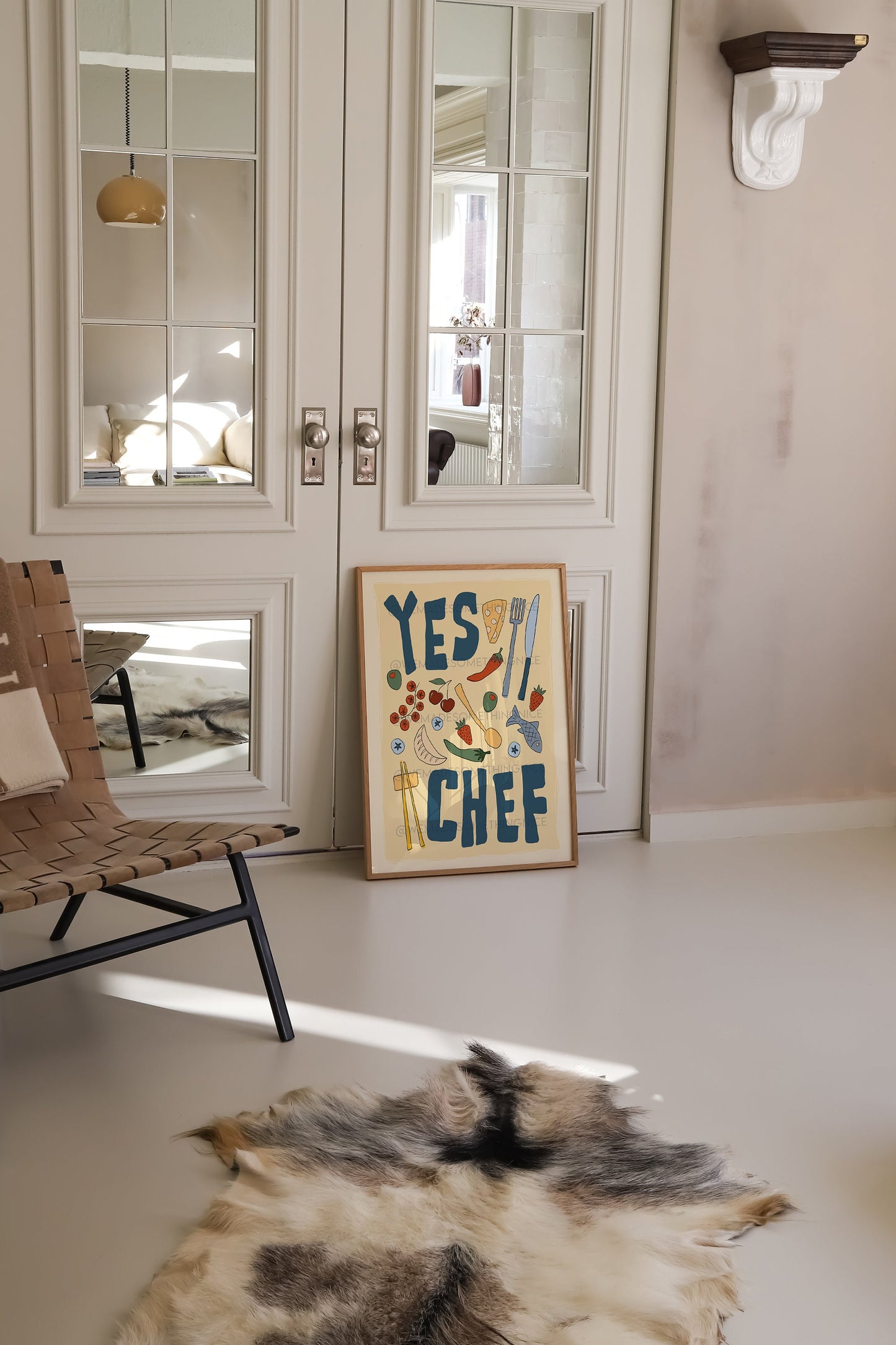 Yes Chef Poster, Kitchen Art, Kitchen Print, Trendy Wall Art, Maximalist Wall Art, Apartment Decor, Retro Wall Art, Food Poster