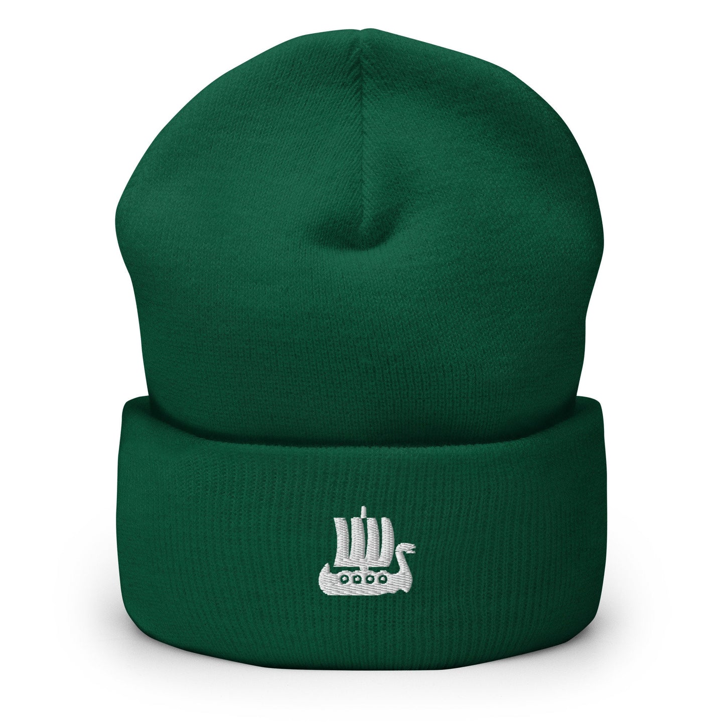 Viking Ship Embroidered Beanie, Vikings Toque, Scandinavian Minimalist Logo Hat, Explorer Spirit Skull Cap