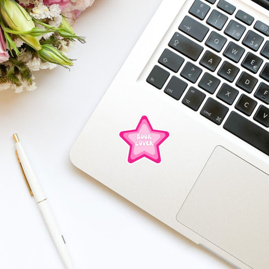 Book Lover Retro Trippy 70s Star sticker, book stickers, kindle, laptop, foodie, bookish stickers, decal, water bottle, shine