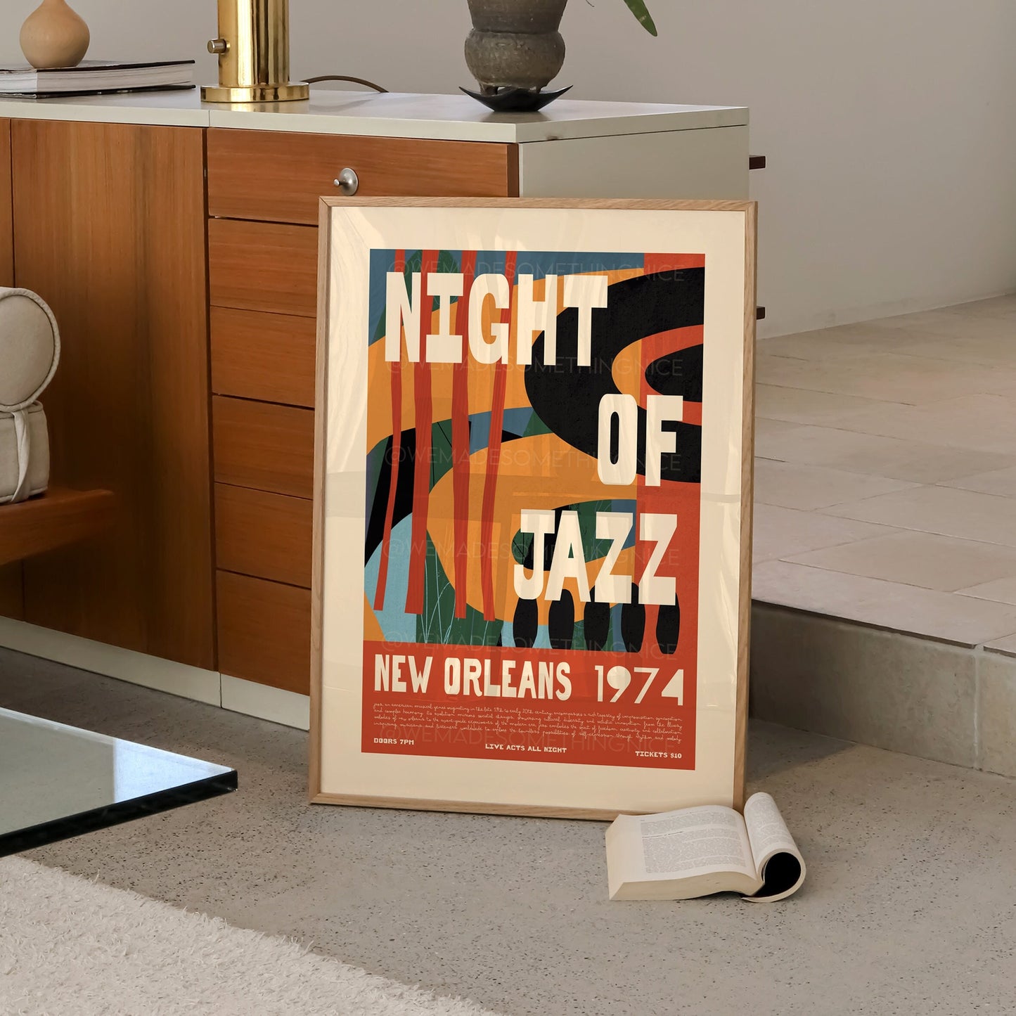 New Orleans Jazz Poster, Music Print, Music Poster, Kitchen Art, Music Lover, Lyrics Poster, Wall Art, Home Decor, Mid Century Modern