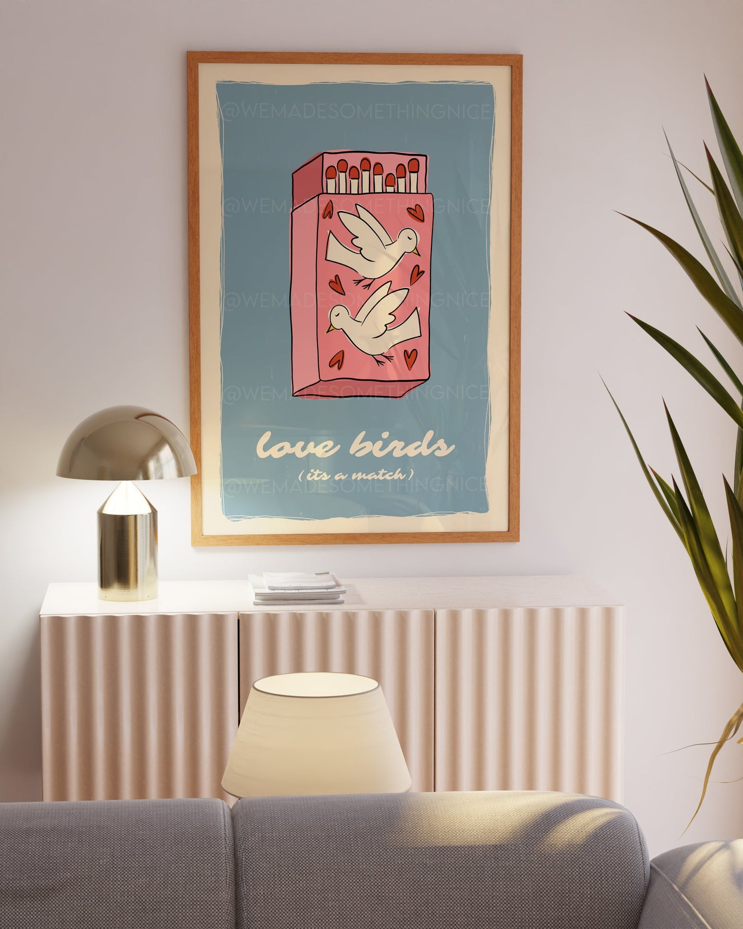 Love Birds Poster, Matchbox Poster, Trendy Wall Art, Apartment Decor, Retro Wall Art, Coquette Room Decor, Pink Wall Art, Pink Bow Print