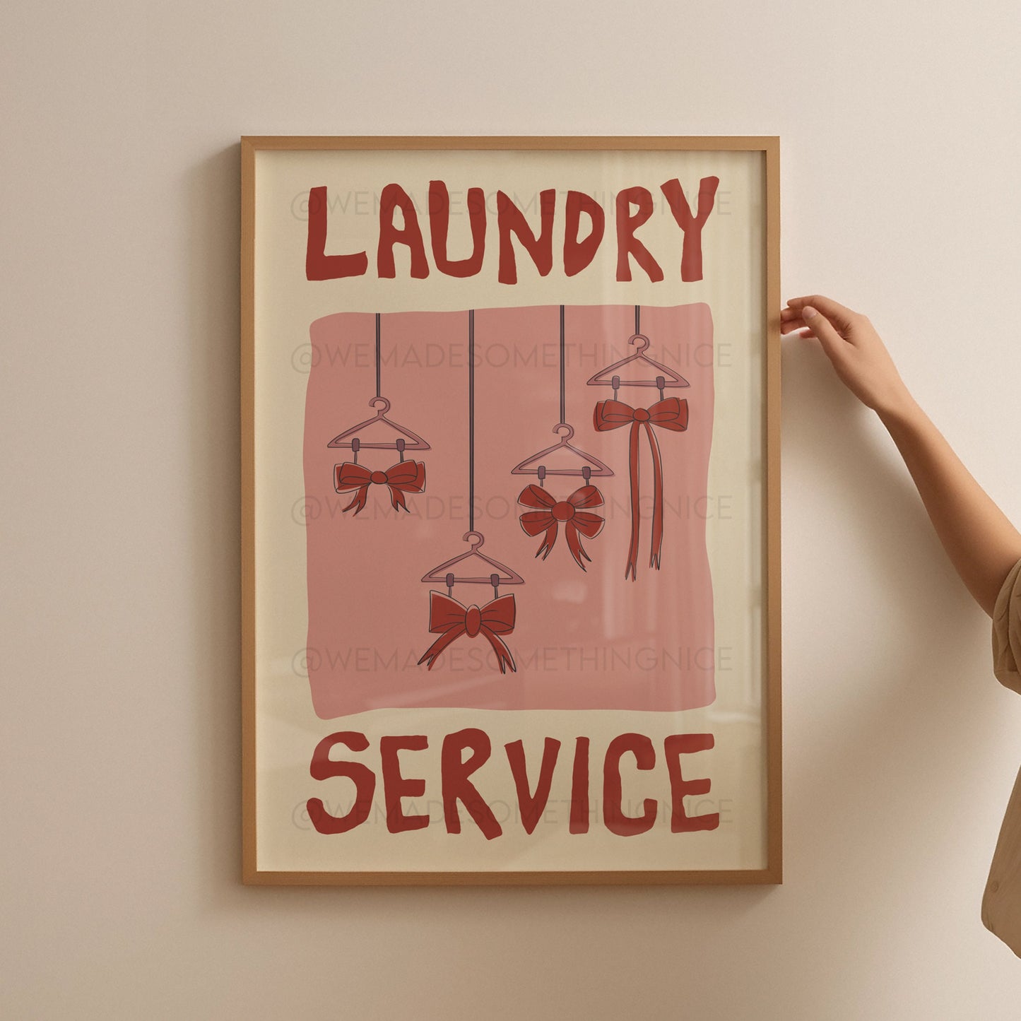 Bow Poster, Laundry Day Poster, Apartment Decor, Retro Wall Art, Coquette Room Decor, Pink Wall Art, Y2K Room Decor, Pink wall art