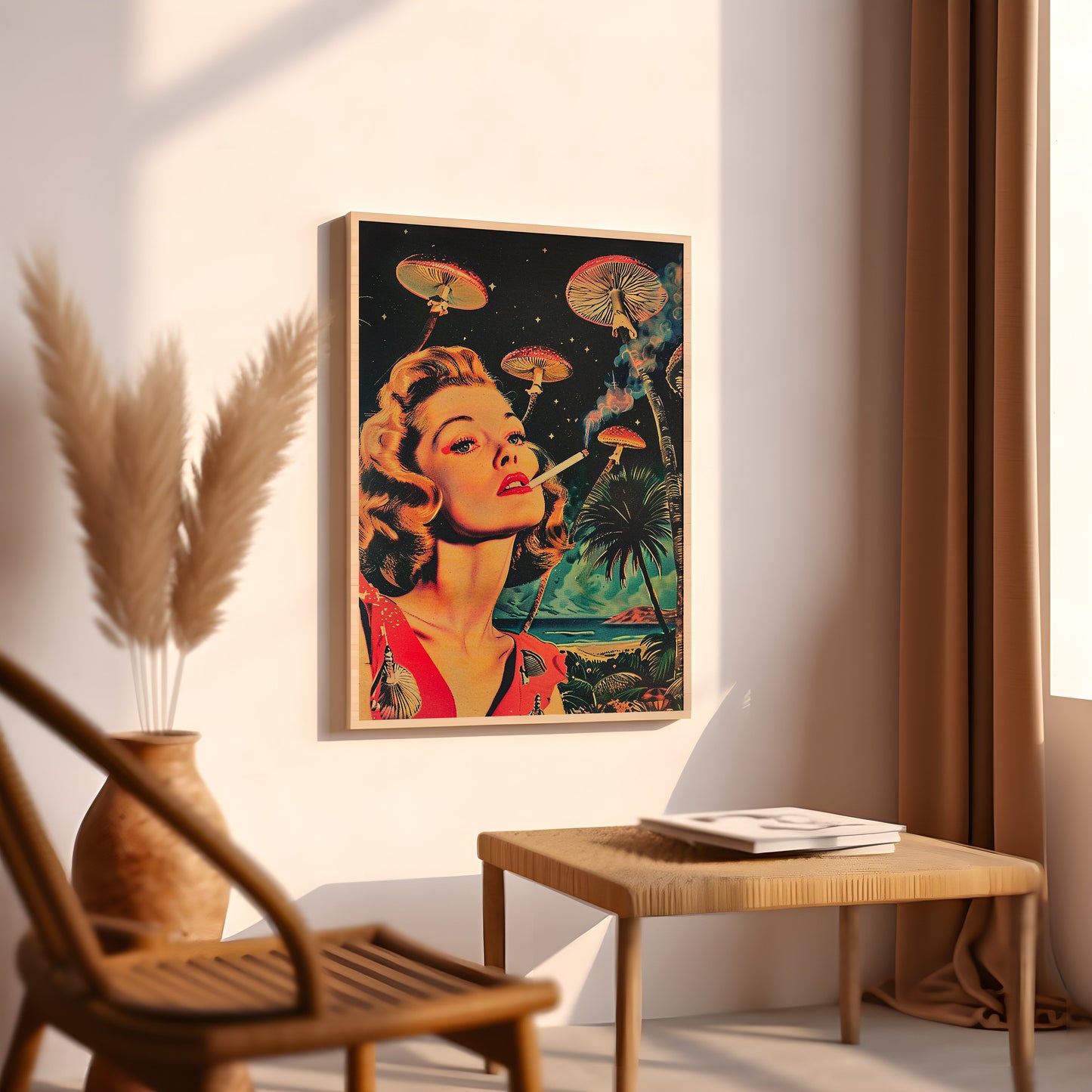 Vintage Surreal Poster Surrealist Wall Print Trippy Wall Art Cannabis Print Psychedelic Surrealism Art Print Retro Hippie Wall Art