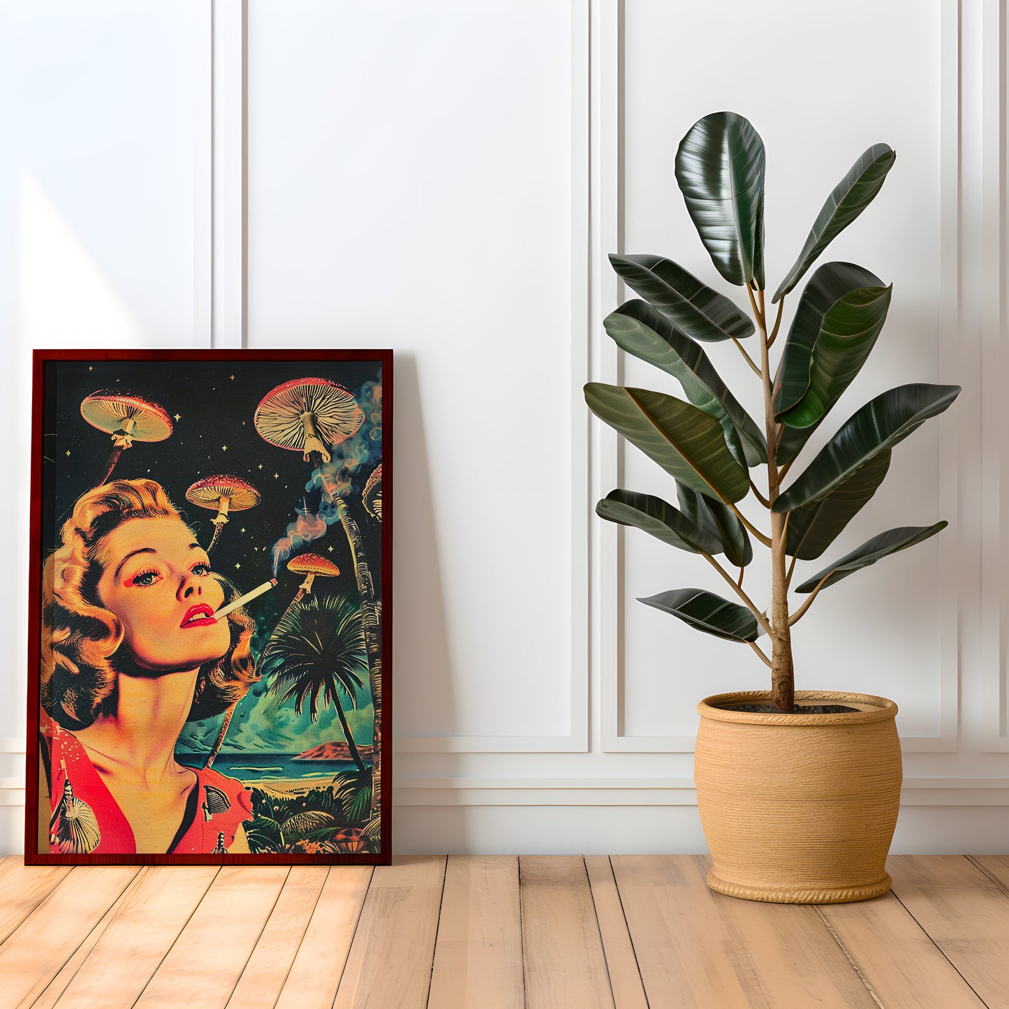 Vintage Surreal Poster Surrealist Wall Print Trippy Wall Art Cannabis Print Psychedelic Surrealism Art Print Retro Hippie Wall Art