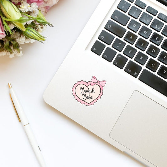 Coquette Heart Bookish Babe Book Sticker | Bookish Stickers | Kindle Stickers | Water Bottle Stickers | Trendy | Girly