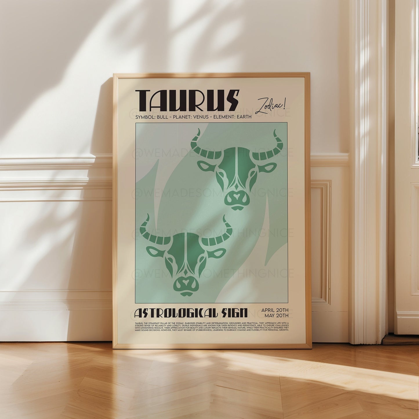 Taurus Poster, Horoscope Print, Astrological Wall Art, Illustration, Exhibition Poster, Zodiac Poster, Birthday Present Housewarming