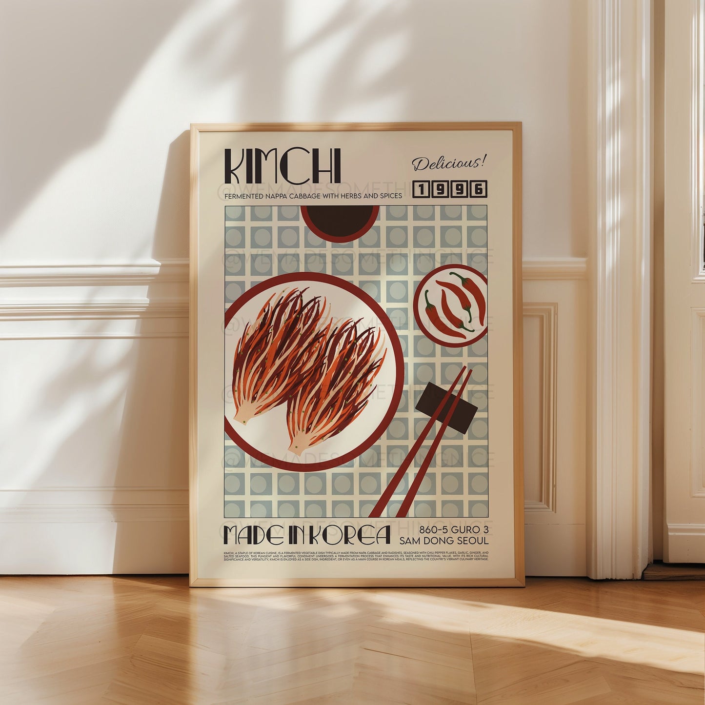 Kimchi Poster, Kitchen Art, Kitchen Poster, Kitchen Print, Food Print, Modern Kitchen Decor, Illustration, Japanese Art, Ramen, Dumplings