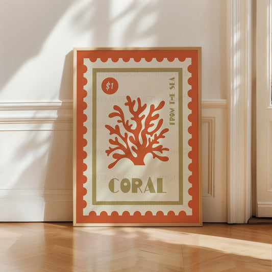 Coral Print, Coastal Decor, Coastal Wall Art, Trendy Wall Art, Retro Food Print, Vintage Food Print, Coastal Art, Food Art, Seaside Print