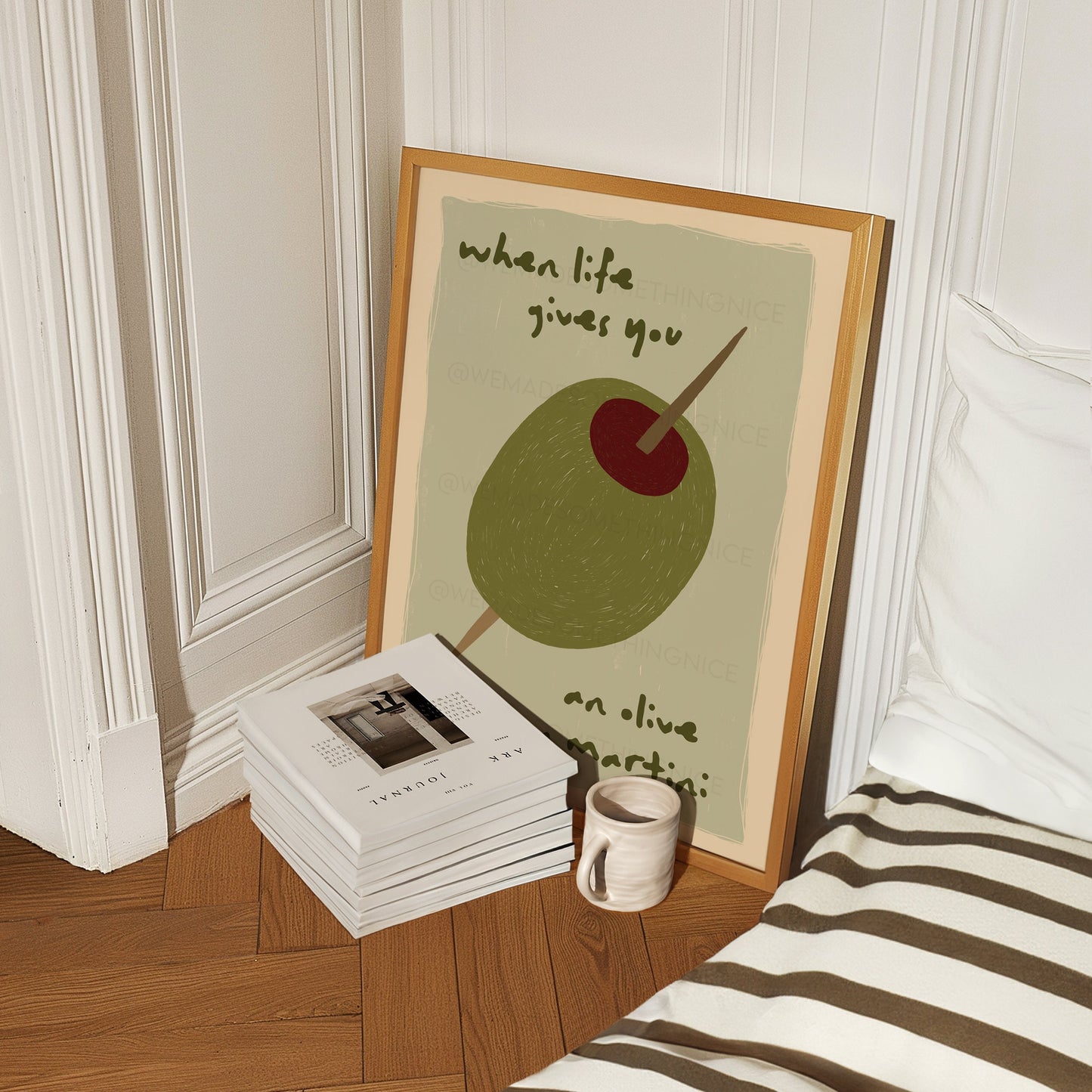 Olive Poster, Kitchen Art, Kitchen Poster, Kitchen Print, Cocktail, Trendy Wall Art, Maximalist Wall Art, Apartment Decor, Retro Wall Art