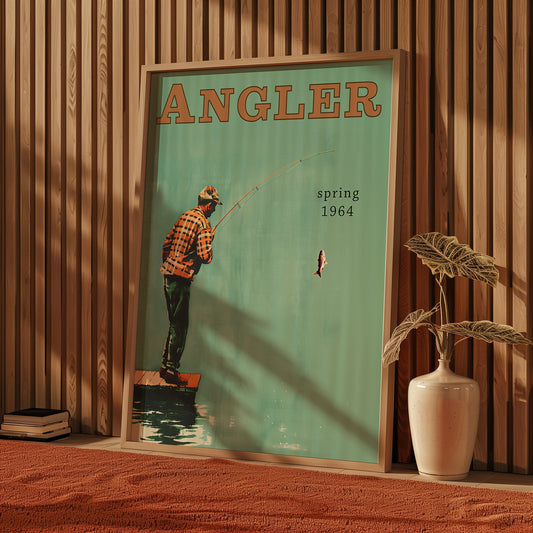 Fisherman Fishing Vintage Poster Art Retro Travel Poster Cabin Wall Decor Outdoor Sports Fisherman Illustration Father's Day Gift for Dad