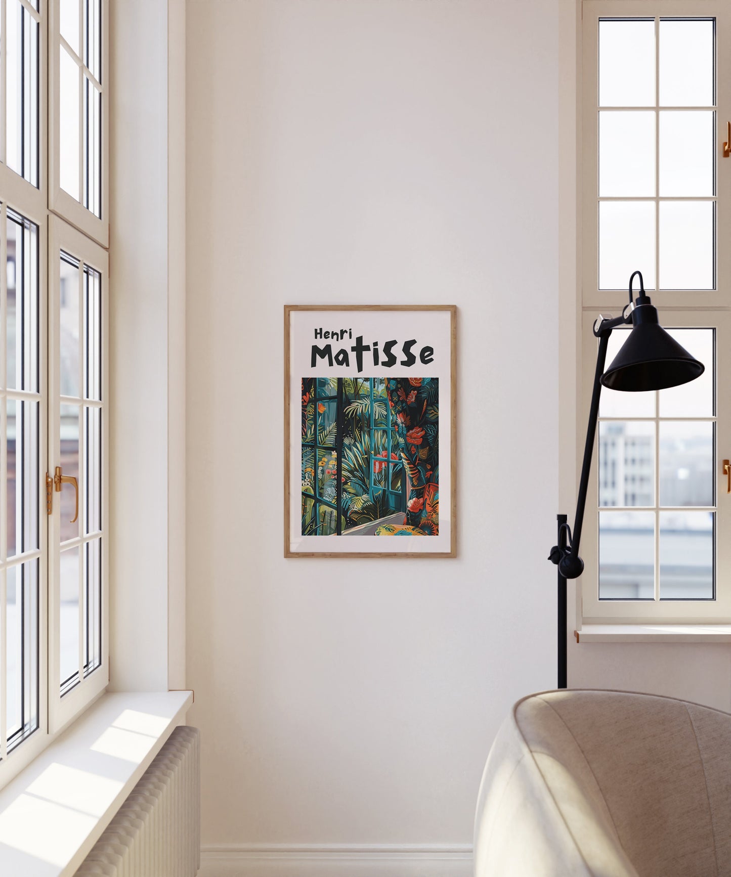 Henri Matisse Inspired Print with Frame, Artful Matisse Framed Poster, Matisse Art Print Livingroom Wall Art, Gallery Wall, Printed Matisse