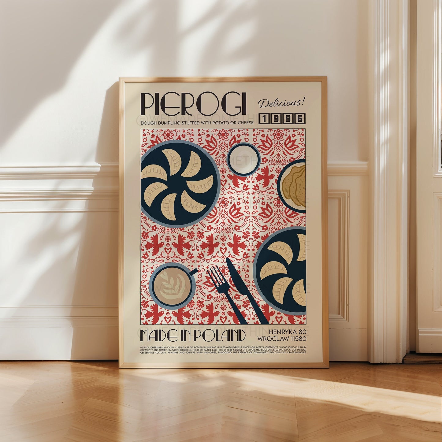 Pierogi Poster, Kitchen Poster, Kitchen Print, Food Poster, Modern Kitchen Decor, Home Decor, Wall Art, Retro Wall Art, Dumplings