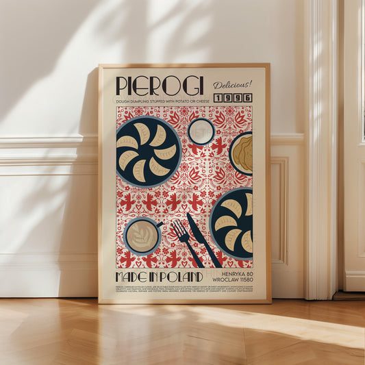 Pierogi Poster, Kitchen Poster, Kitchen Print, Food Poster, Modern Kitchen Decor, Home Decor, Wall Art, Retro Wall Art, Dumplings