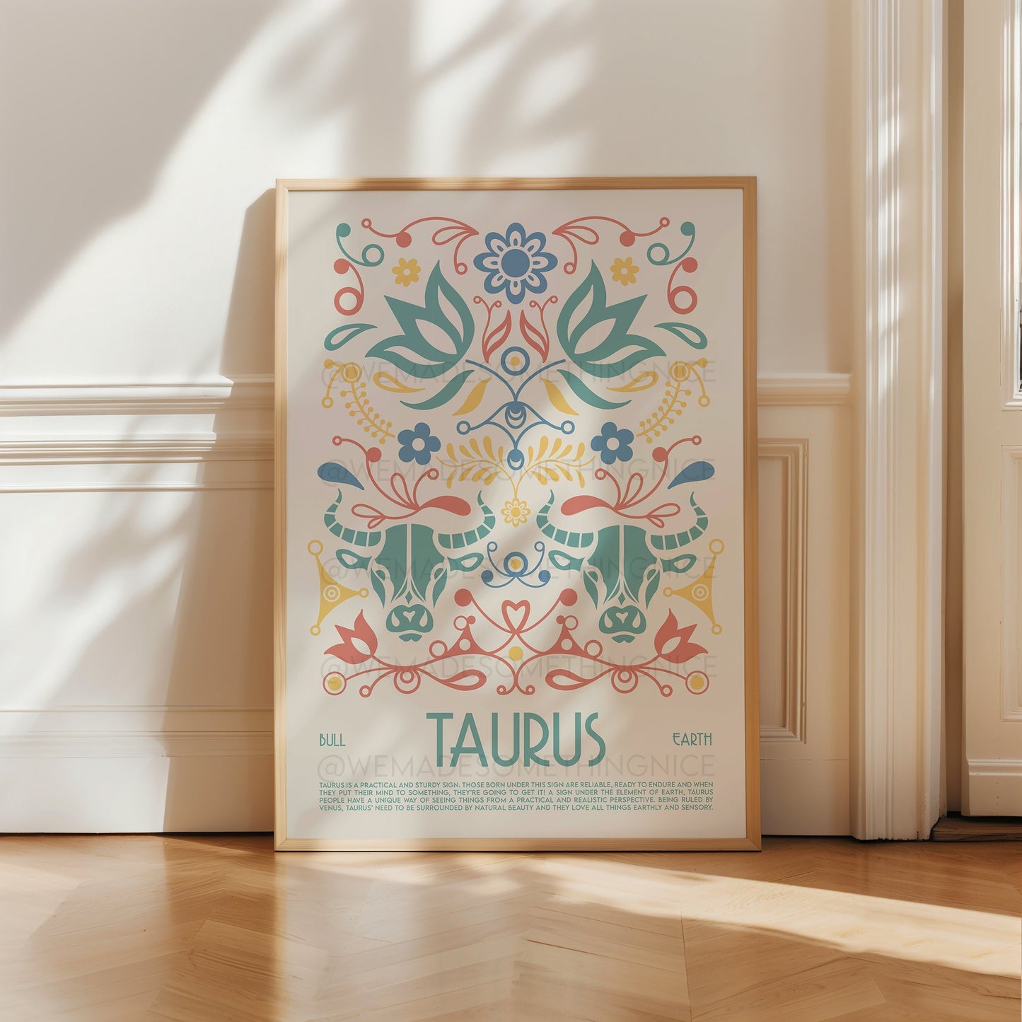 Taurus Poster, Horoscope Print, Astrological Wall Art, Tarot, Exhibition Poster, Zodiac Poster, Birthday Present, Boho, Housewarming