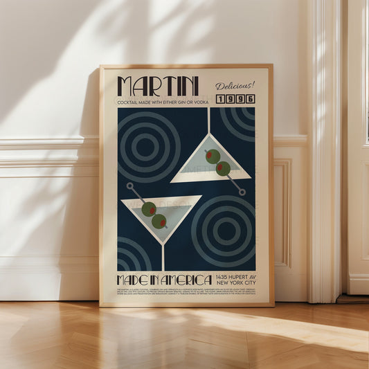 Martini Poster, Cocktail Poster, Modern Kitchen Decor, Exhibition Poster, Retro Wall Art, Home Decor, Birthday, Housewarming gift, Vodka