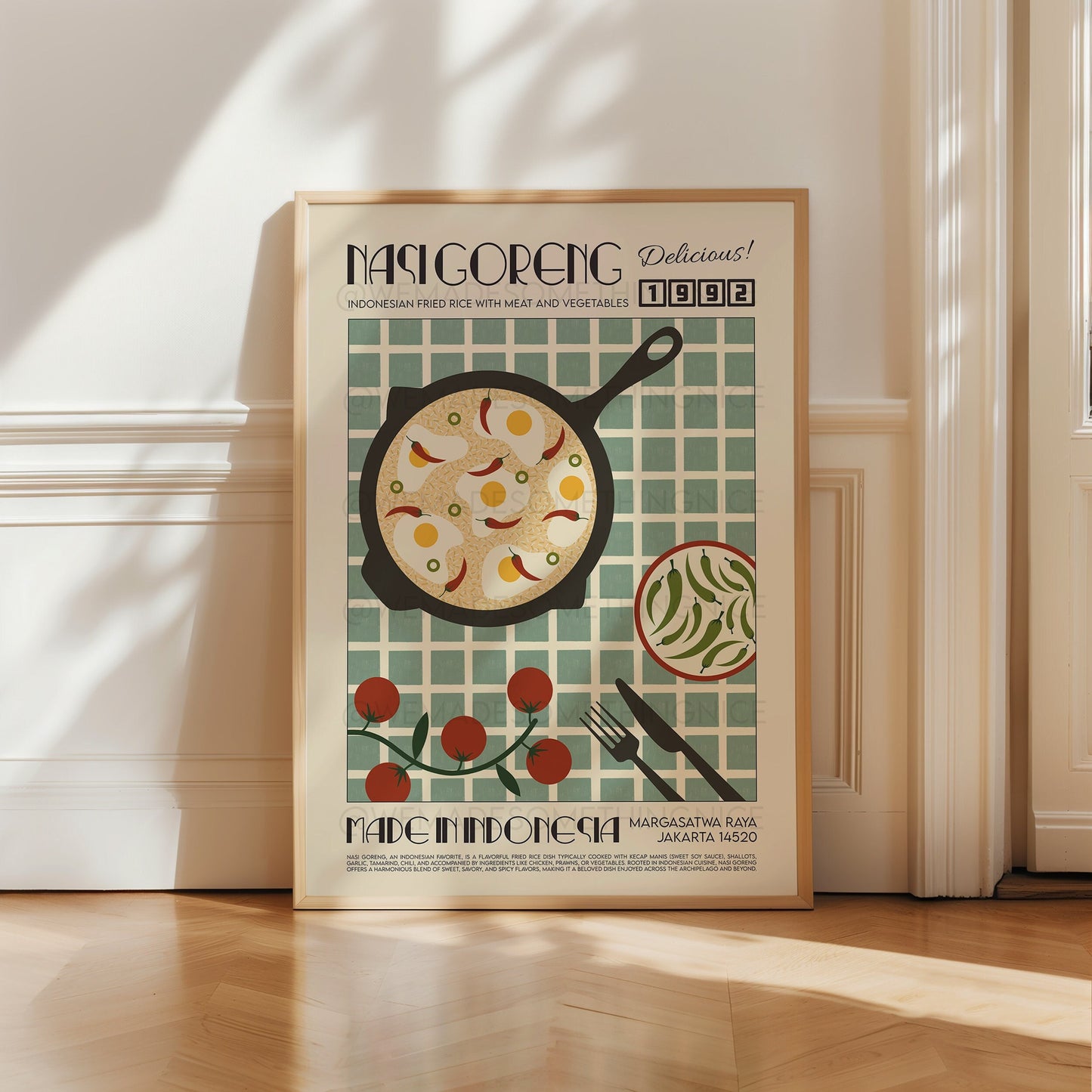 Nasi Goreng Poster, Kitchen Poster, Kitchen Print, Food Print, Modern Kitchen Decor, Chef Print, Exhibition Poster, Retro Wall Art