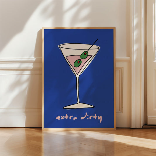 Extra Dirty Print, Martini Poster, Trendy Wall Art, Maximalist Wall Art, Apartment Decor, Retro Wall Art, Kitchen Print, Colourful Wall Art