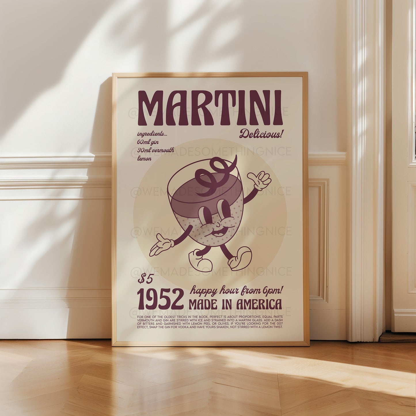 Martini Poster, Kitchen Art, Kitchen Poster, Cocktail Art, Funny Print, Retro Wall Art, Home Decor