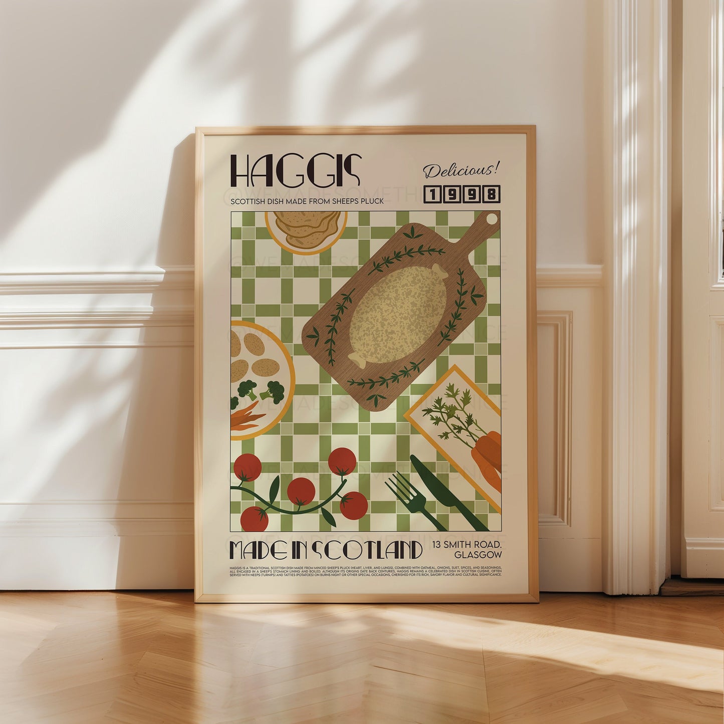 Haggis Poster, Retro Food Print, Modern Kitchen Decor, Retro Poster, Pop Art, Kitchen Art, Exhibition Poster, Housewarming, Scotland