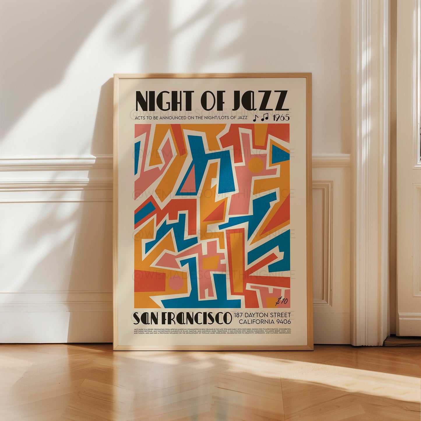 San Francisco Jazz Poster, Music Print, Music Poster, Kitchen Art, Music Lover, Lyrics Poster, Wall Art, Home Decor, Mid Century Modern