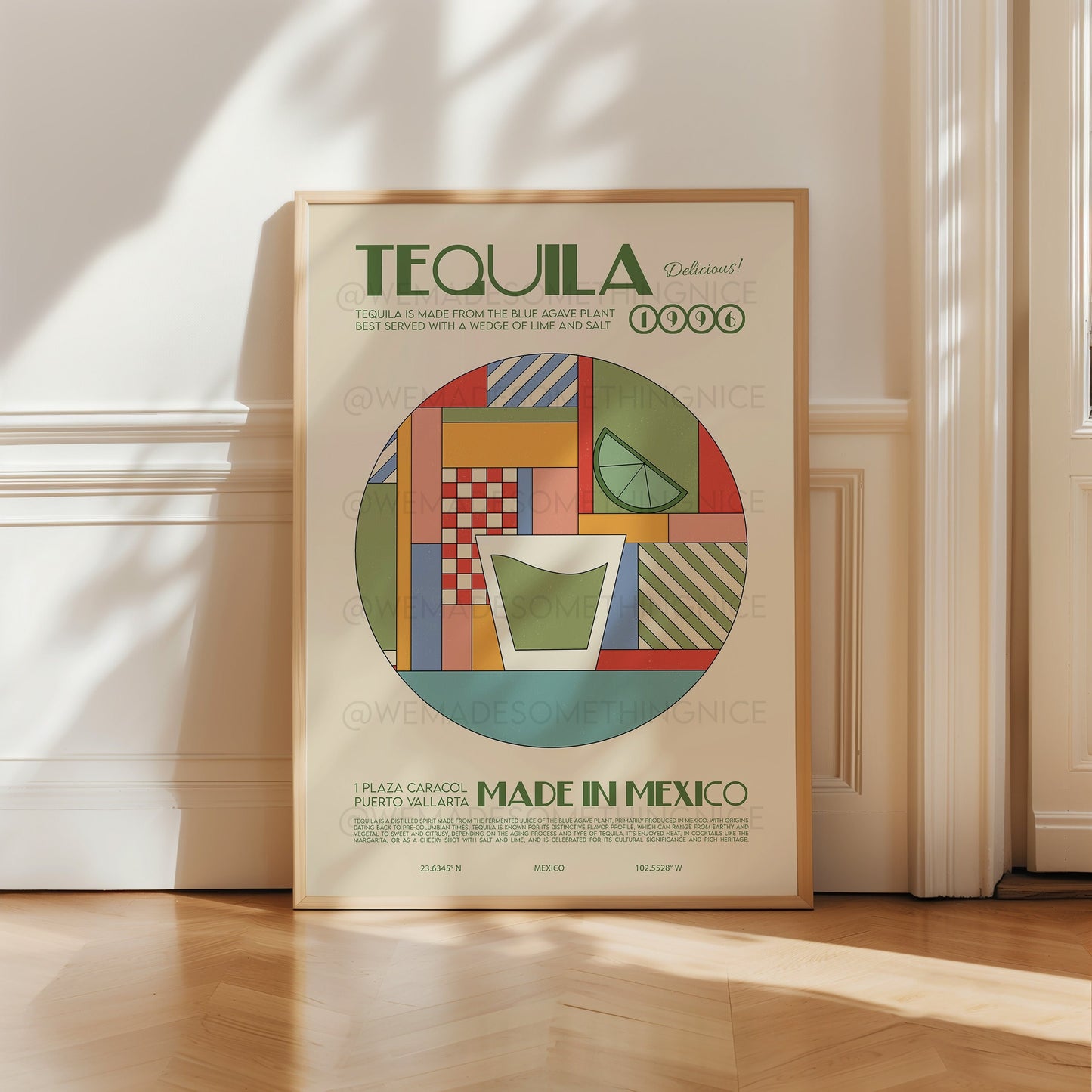 Tequila Print, Kitchen Poster, Kitchen Print, Retro Print, Kitchen Decor, Cocktail Print, Housewarming, Boho Bedroom, Mid Century Modern