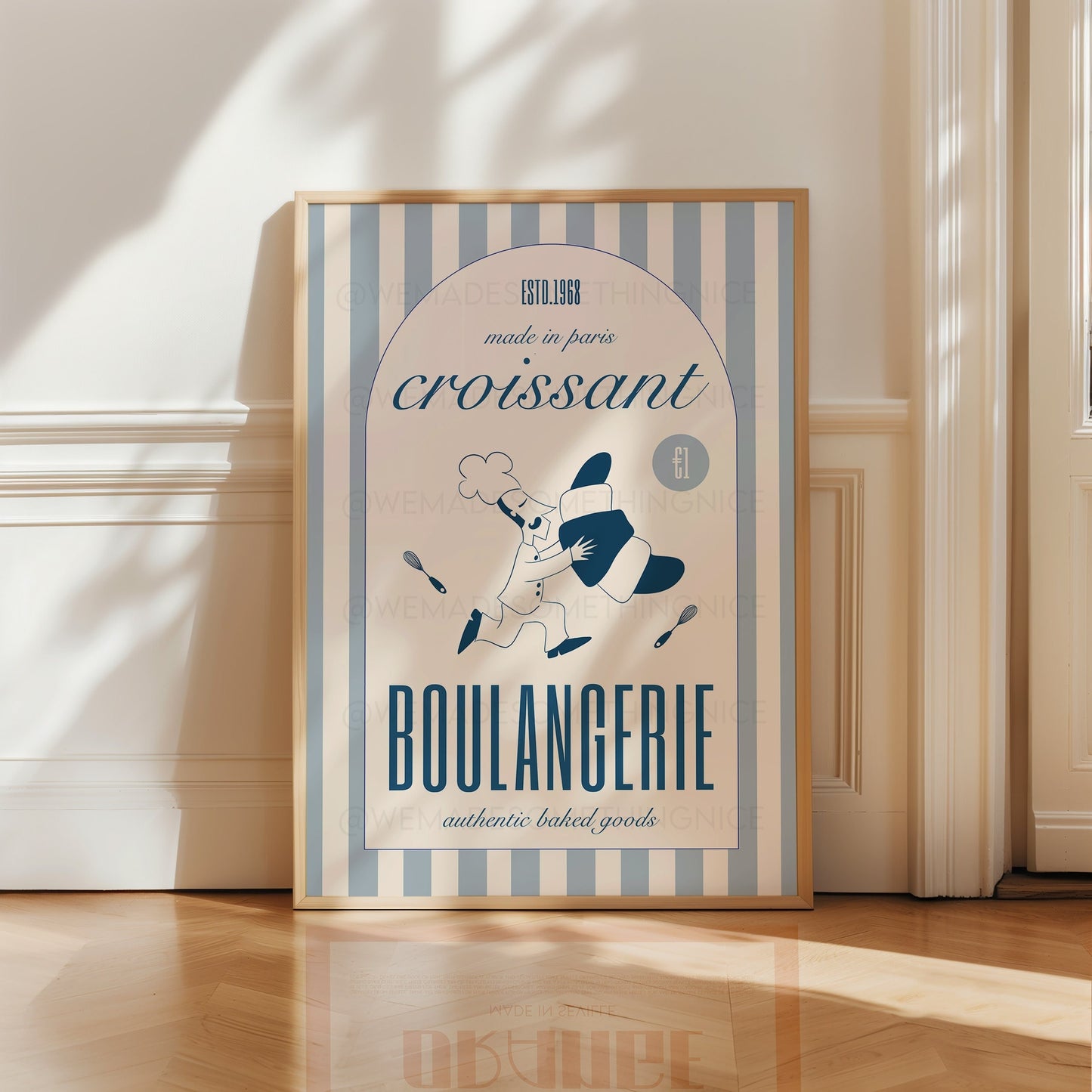 Croissant Poster, Kitchen Art, Kitchen Print, Kitchen Wall Art, Trendy Wall Art, Croissant Print, Retro Wall Art