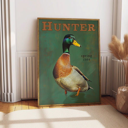 Vintage Mallard Print Retro Outdoors Duck Hunting Poster Travel Poster Cabin Cottage Wall Art Outdoor Sports Dad For him Gift for Hunter