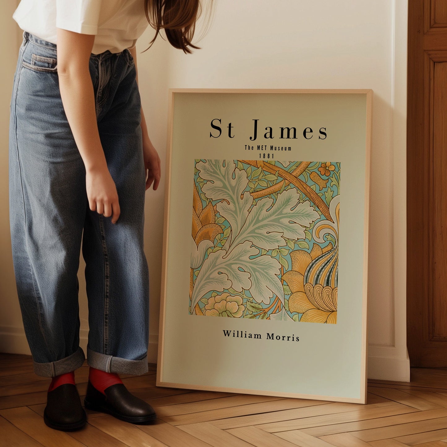 William Morris Poster - Centerpiece Botanical Flower and Leaves Art: Tropical Wall Art, Exhibition Poster, Modern Wall Art for Office Decor
